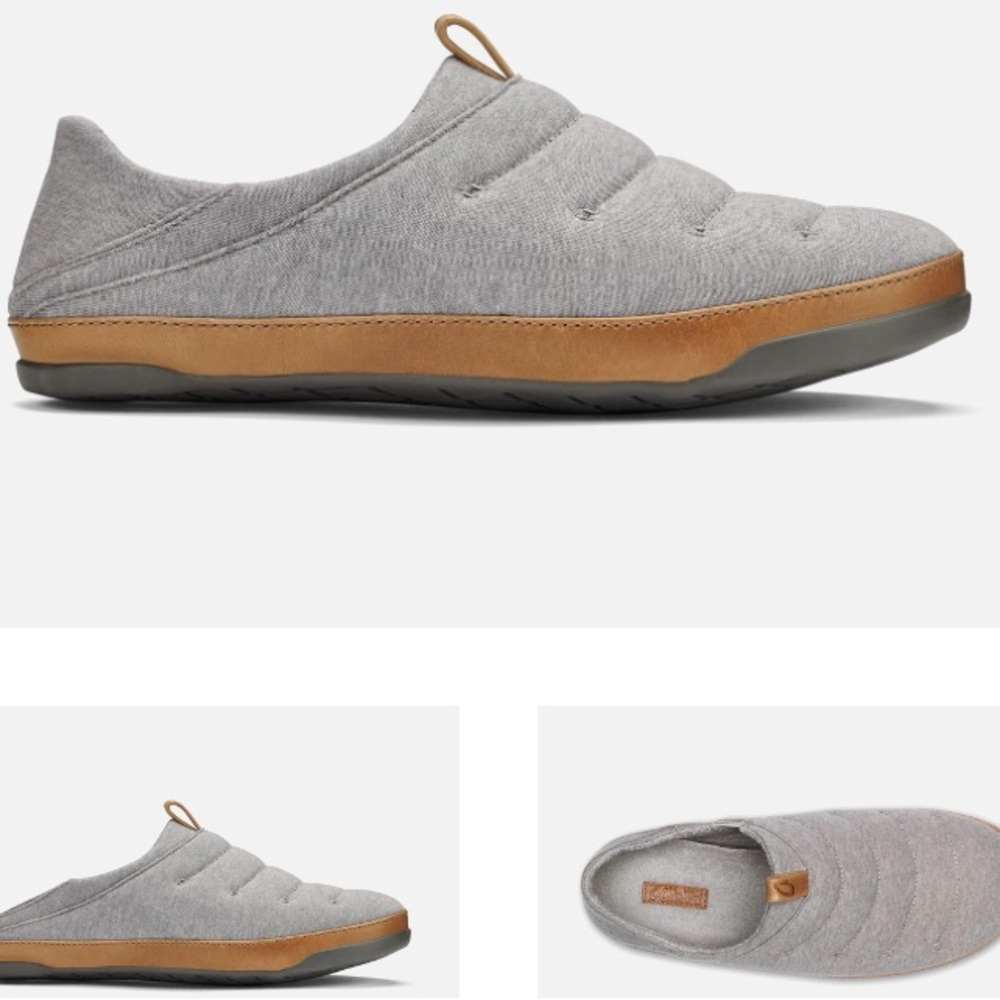 OluKai Mahana Convertible Quilted Slippers in gray. - Picture 2 of 9